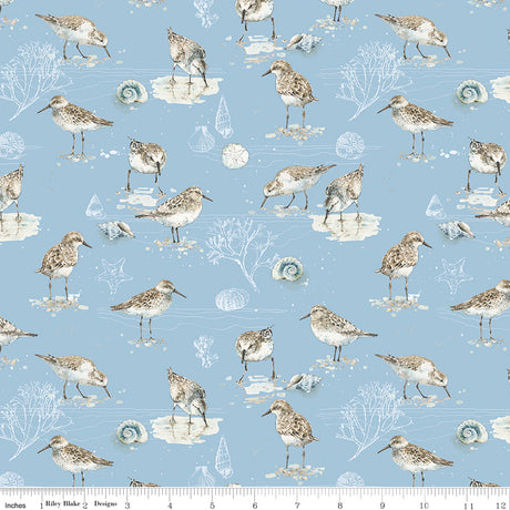 Sea Echoes Birds Blue Quilt Fabric
