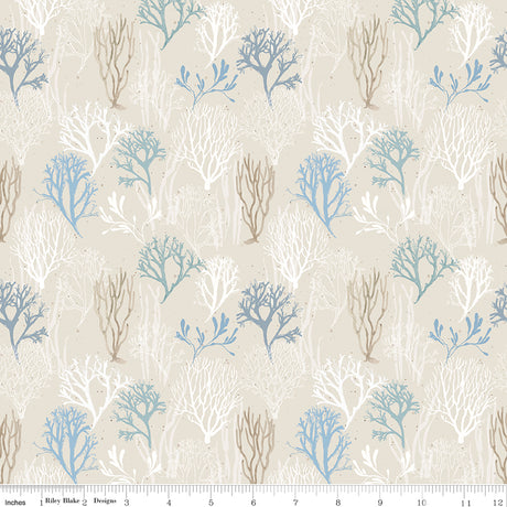 Sea Echoes Aquatic Plants Beige Quilt Fabric