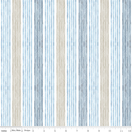 Sea Echoes Stripes Blue Quilt Fabric