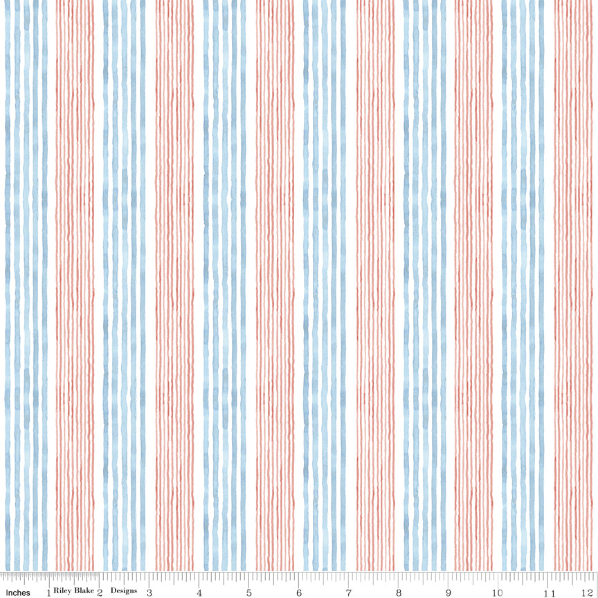Sea Echoes Stripes Coral Quilt Fabric
