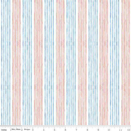 Sea Echoes Stripes Coral Quilt Fabric