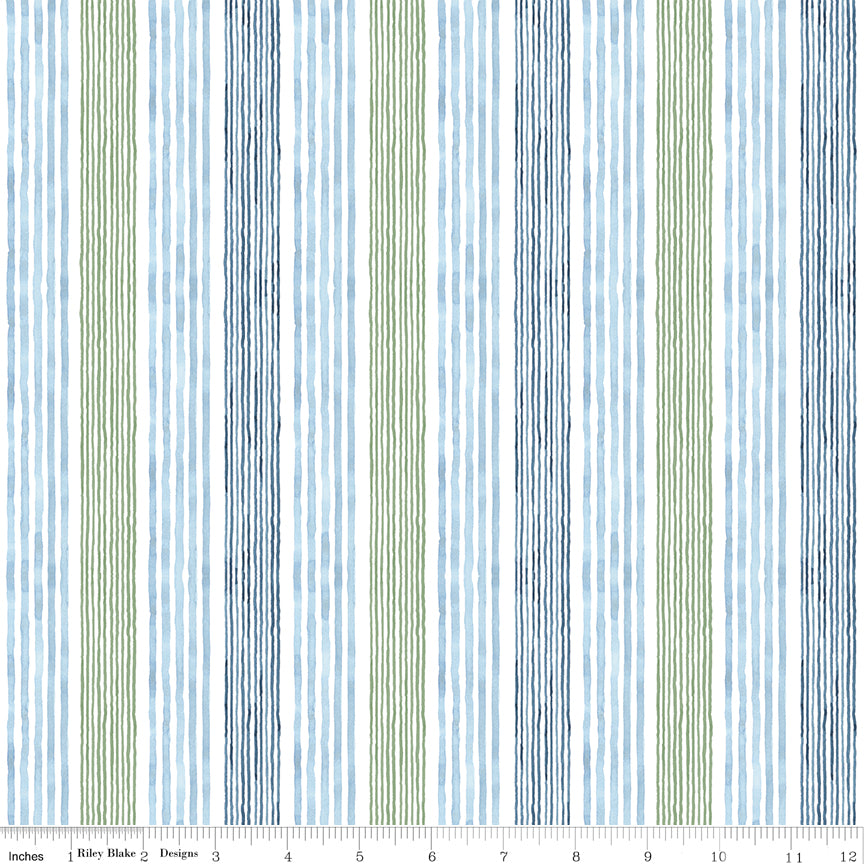 Sea Echoes Stripes Green Quilt Fabric