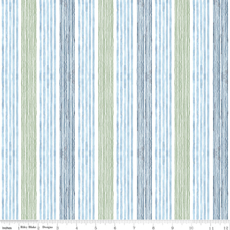 Sea Echoes Stripes Green Quilt Fabric