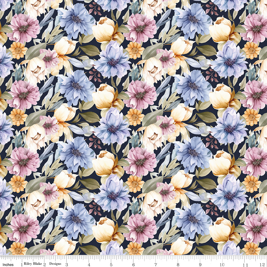 Twilight on the Prairie Main Navy Quilt Fabric