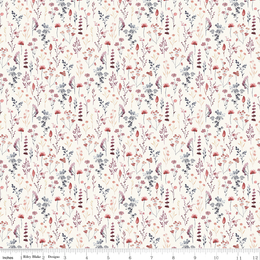 Twilight on the Prairie Wildflowers Cream Quilt Fabric