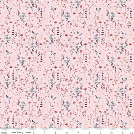 Twilight on the Prairie Wildflowers Pink Quilt Fabric