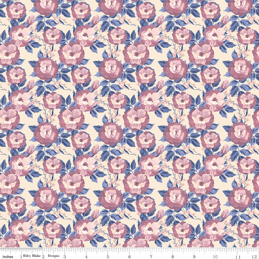 Twilight on the Prairie Floral Linen Quilt Fabric