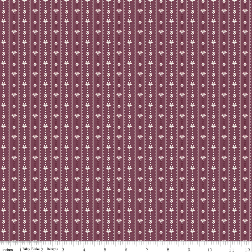 Twilight on the Prairie Stripes Burgundy Quilt Fabric