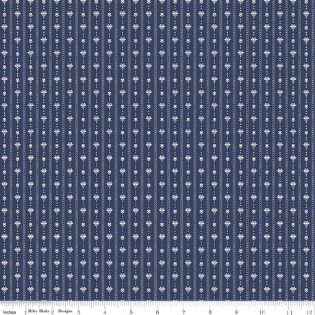 Twilight on the Prairie Stripes Navy Quilt Fabric
