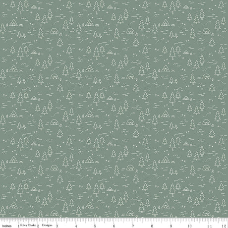 Upper Pines Campground Green Quilt Fabric