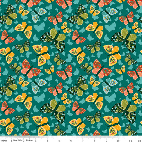 Folk Floral Butterflies Jade by Folk Floral — Diane Labombarbe