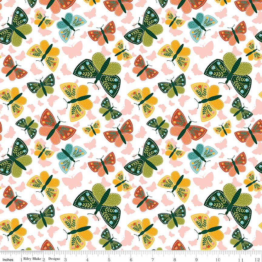Folk Floral Butterflies White by Folk Floral — Diane Labombarbe