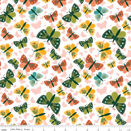 Folk Floral Butterflies White by Folk Floral — Diane Labombarbe