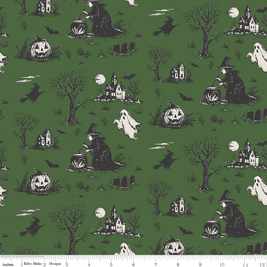 Cobweb Cottage Halloween Toile Pickle Quilt Fabric by Cobweb Cottage — Melissa Mortenson