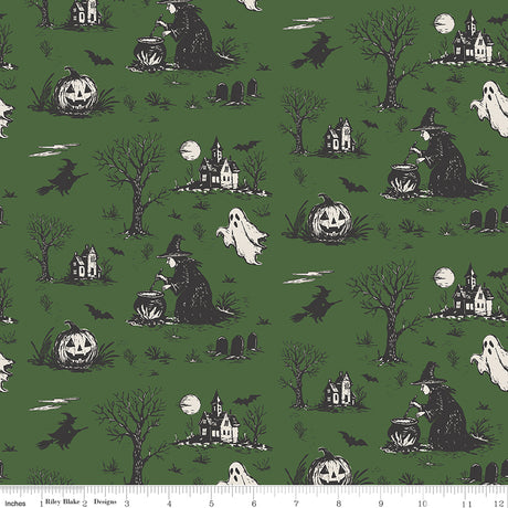 Cobweb Cottage Halloween Toile Pickle Quilt Fabric - Riley Blake Designs - Melissa Mortenson