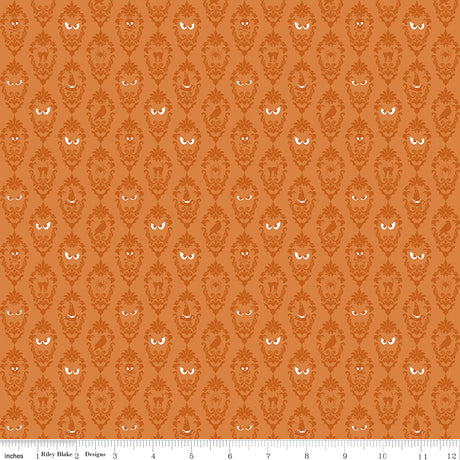 Cobweb Cottage Damask Orange Quilt Fabric - Riley Blake Designs - Melissa Mortenson