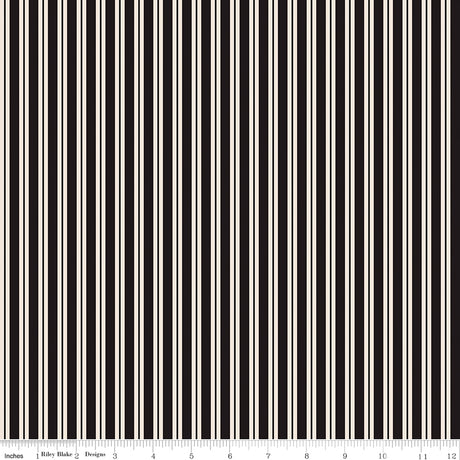 Cobweb Cottage Stripes Licorice Quilt Fabric - Riley Blake Designs - Melissa Mortenson