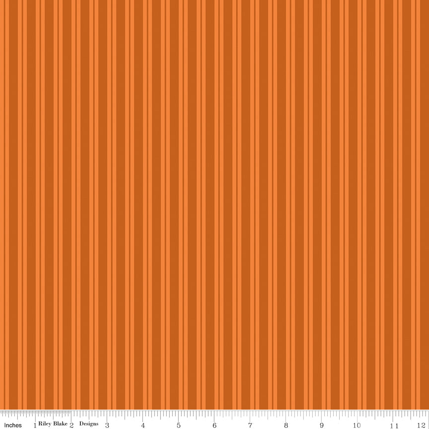 Cobweb Cottage Stripes Orange Quilt Fabric by Cobweb Cottage — Melissa Mortenson