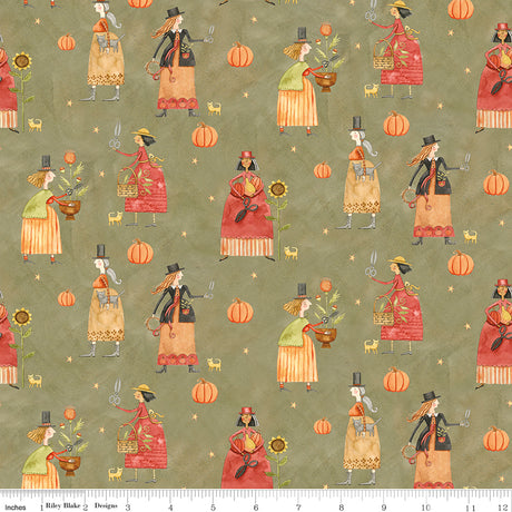 Feels Like Fall Main Green Quilt Fabric - Riley Blake Designs - Teresa Kogut