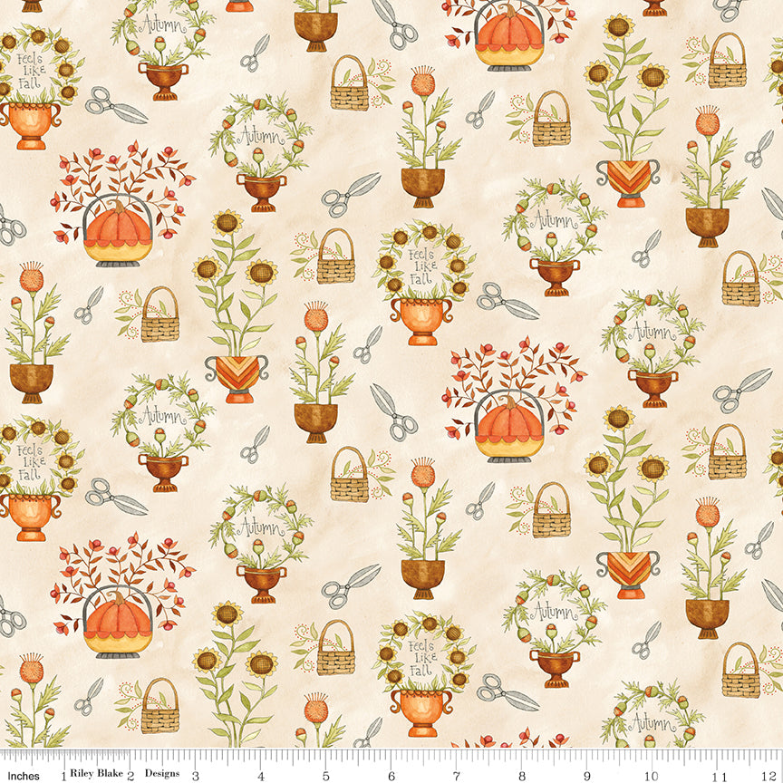 Feels Like Fall Cut Flowers Cream Quilt Fabric by Feels Like Fall — Teresa Kogut