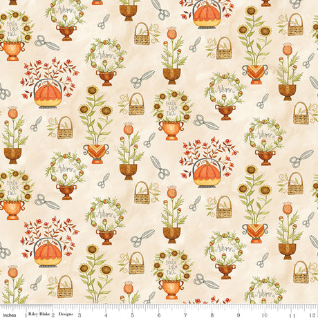 Feels Like Fall Cut Flowers Cream Quilt Fabric - Riley Blake Designs - Teresa Kogut