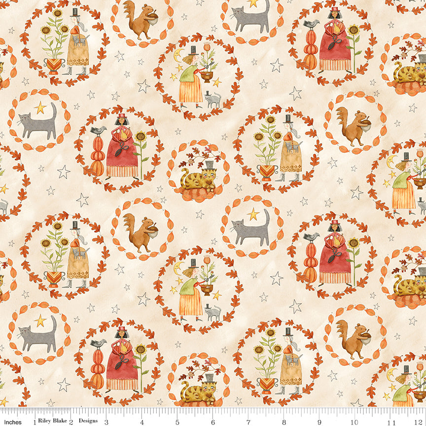 Feels Like Fall Wreaths Cream Quilt Fabric by Feels Like Fall — Teresa Kogut