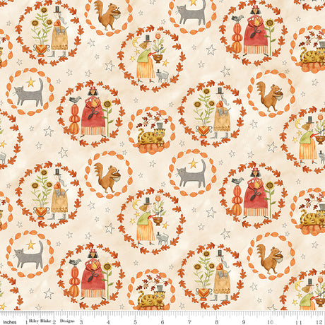 Feels Like Fall Wreaths Cream Quilt Fabric - Riley Blake Designs - Teresa Kogut