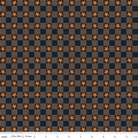Feels Like Fall Star Plaid Black Quilt Fabric - Riley Blake Designs - Teresa Kogut