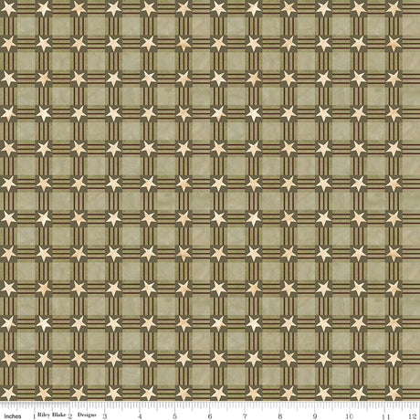 Feels Like Fall Star Plaid Green Quilt Fabric - Riley Blake Designs - Teresa Kogut