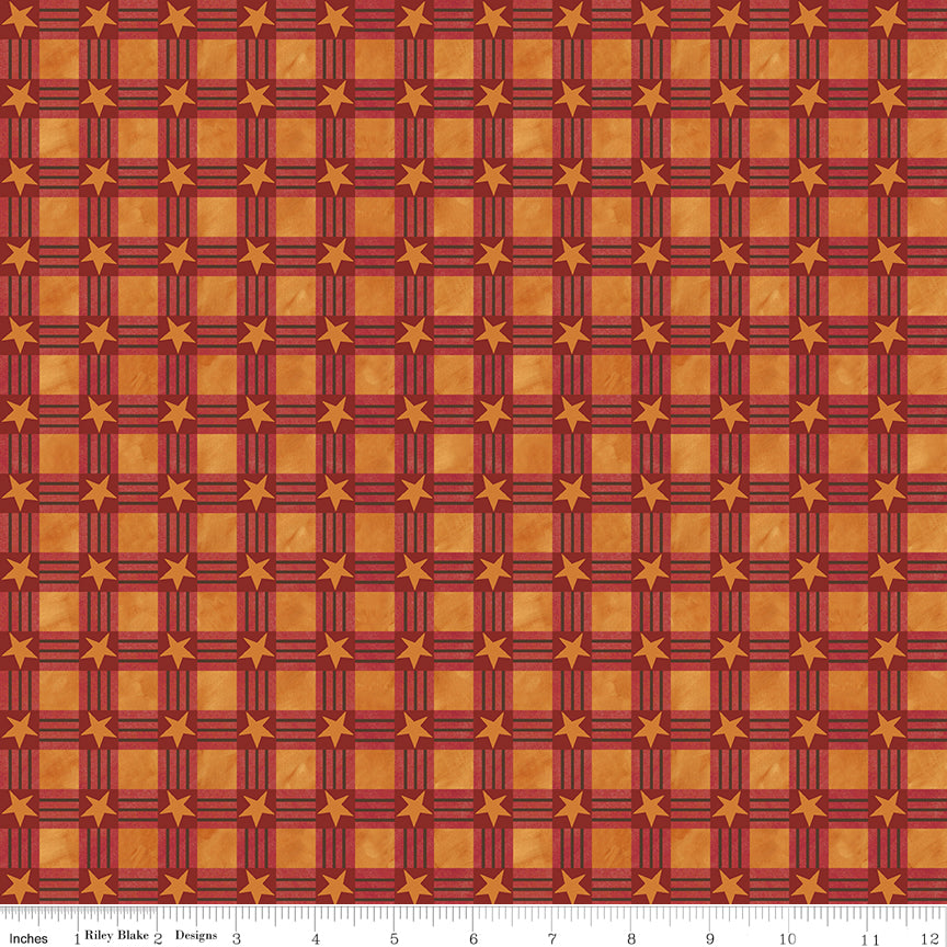 Feels Like Fall Star Plaid Pumpkin Quilt Fabric by Feels Like Fall — Teresa Kogut