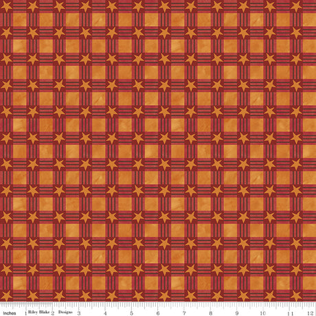 Feels Like Fall Star Plaid Pumpkin Quilt Fabric - Riley Blake Designs - Teresa Kogut