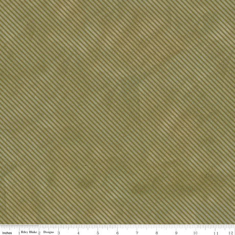 Feels Like Fall Ticking Green Quilt Fabric - Riley Blake Designs - Teresa Kogut