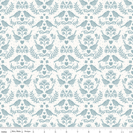 Little Garden Path Birds Blue Quilt Fabric by Little Garden Path — Lisa Audit