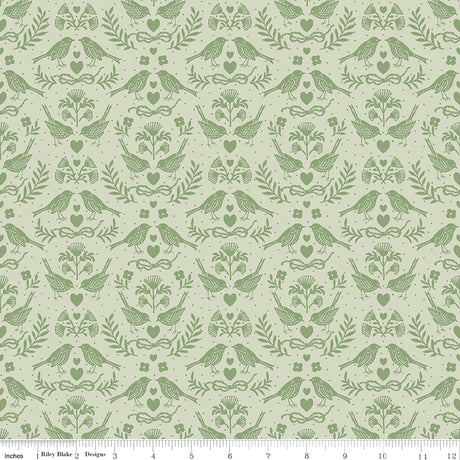 Little Garden Path Birds Green Quilt Fabric by Little Garden Path — Lisa Audit