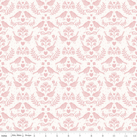 Little Garden Path Birds Pink Quilt Fabric by Little Garden Path — Lisa Audit