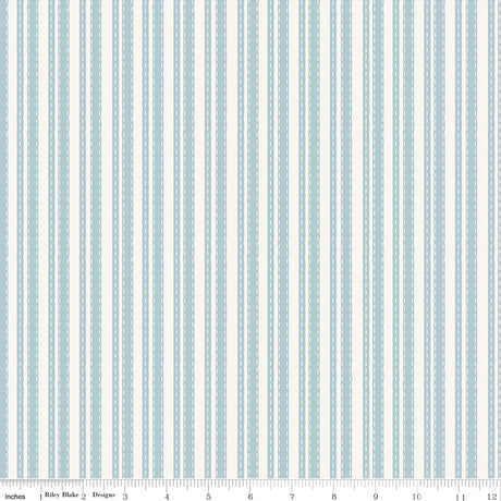 Little Garden Path Ribbon Blue Quilt Fabric by Little Garden Path — Lisa Audit