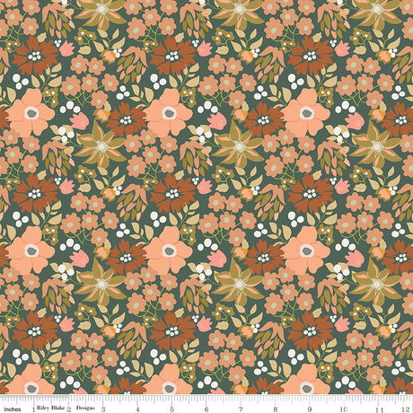 Orchard Blooms Main Green Quilt Fabric by Liza Taylor