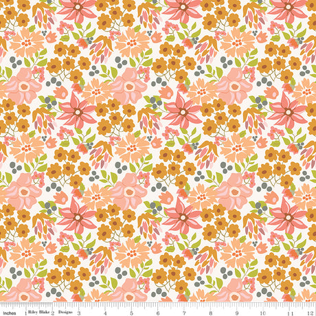 Orchard Blooms Main Off White Quilt Fabric by Liza Taylor
