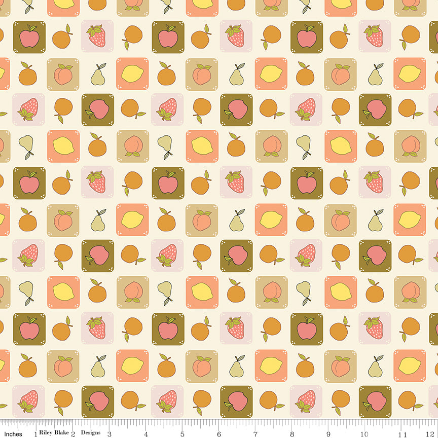 Orchard Blooms Fruit Cream Quilt Fabric by Liza Taylor
