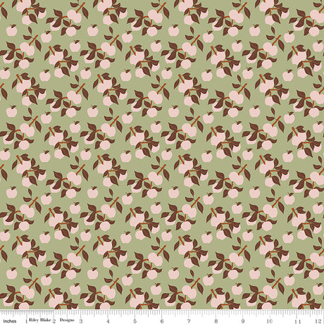 Orchard Blooms Apples Honeydew Quilt Fabric by Liza Taylor