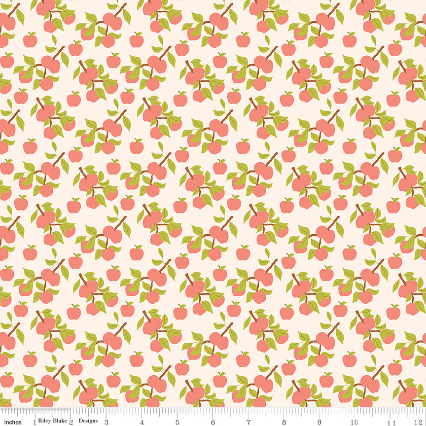 Orchard Blooms Apples Latte Quilt Fabric by Liza Taylor
