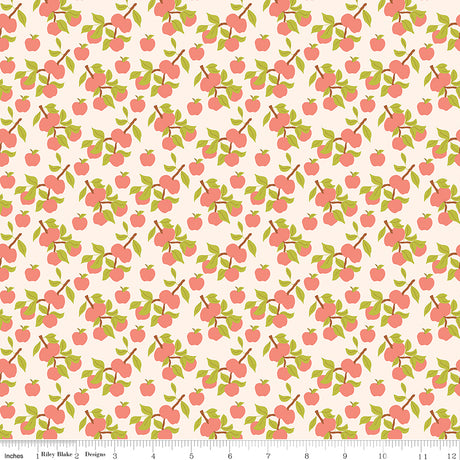 Orchard Blooms Apples Latte Quilt Fabric by Liza Taylor