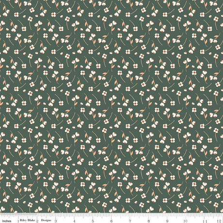 Orchard Blooms Flowers Green Quilt Fabric by Liza Taylor