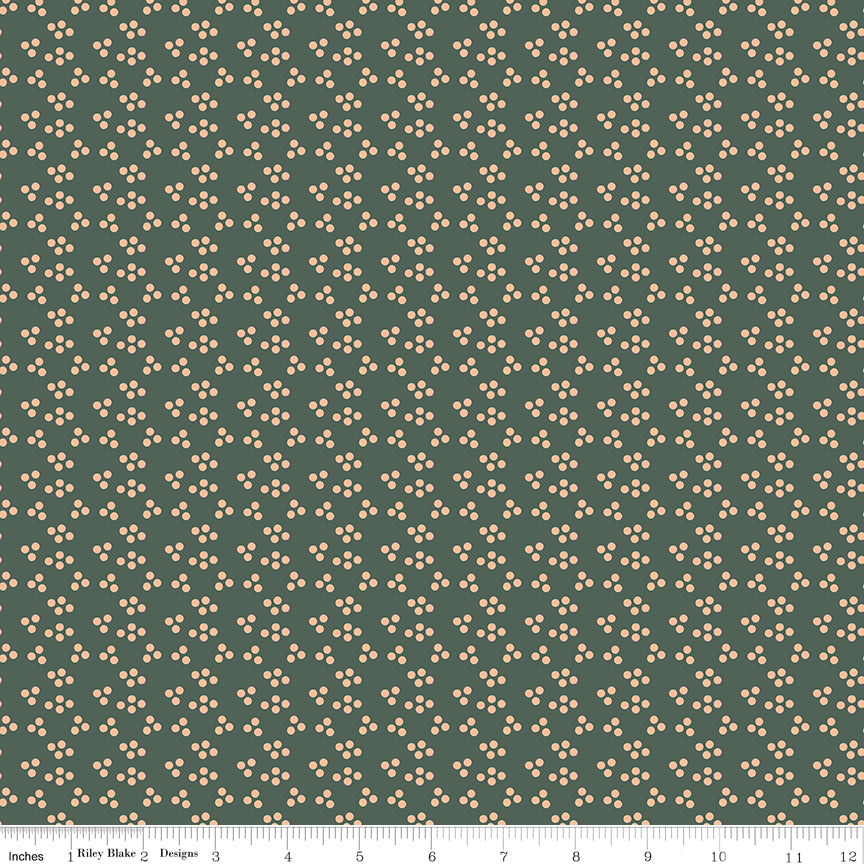 Orchard Blooms Dots Green Quilt Fabric by Liza Taylor