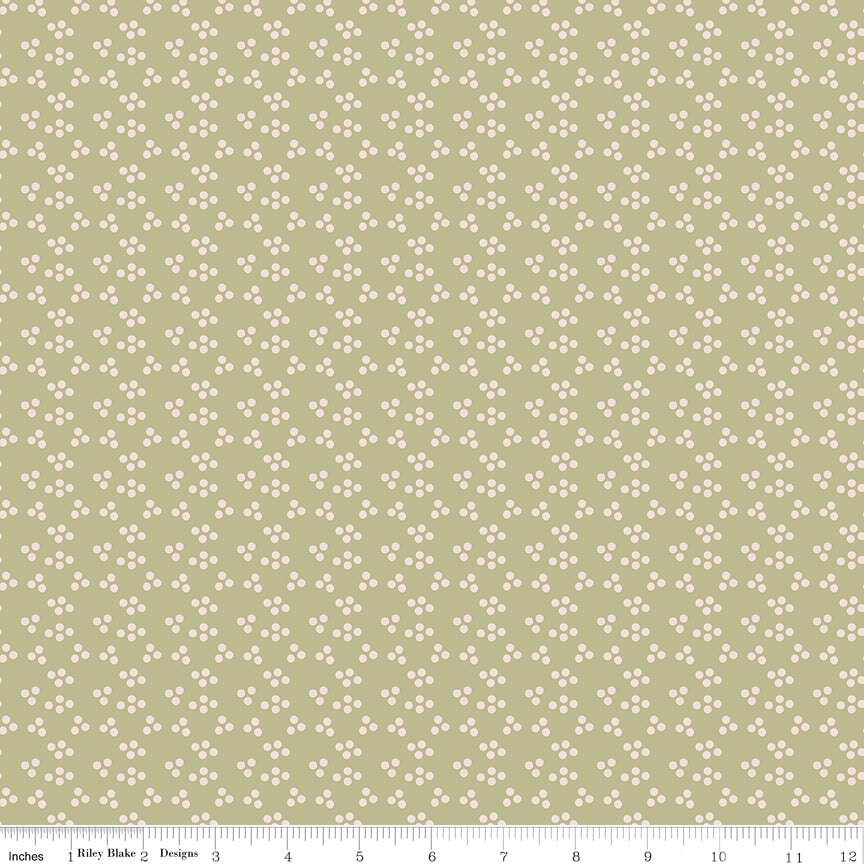 Orchard Blooms Dots Honeydew Quilt Fabric by Liza Taylor