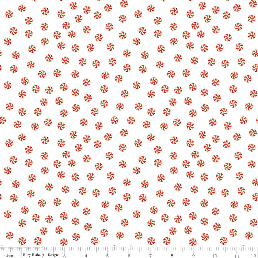 Santa's Fair Mints White Quilt Fabric by Lisa Audit