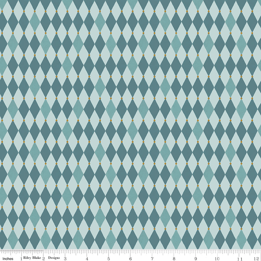Santa's Fair Diamonds Blue Quilt Fabric by Lisa Audit