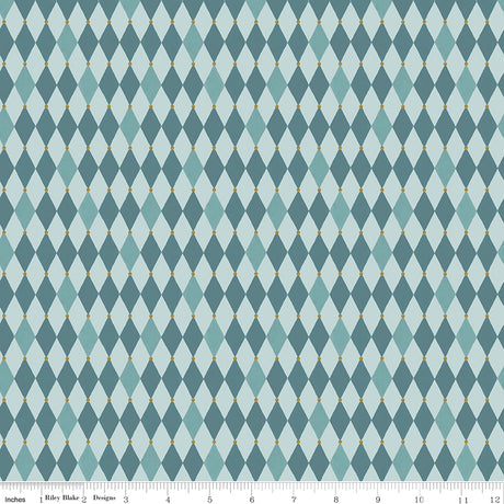 Santa's Fair Diamonds Blue Quilt Fabric - Riley Blake Designs - Lisa Audit