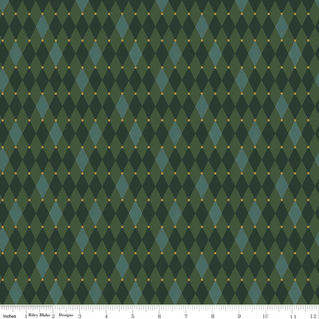 Santa's Fair Diamonds Green Quilt Fabric - Riley Blake Designs - Lisa Audit