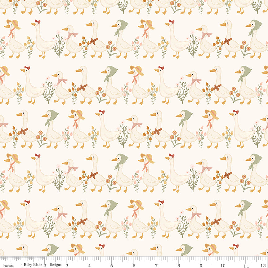 Silly Goose Goose Stroll Vintage White Quilt Fabric by Silly Goose — Echo Park